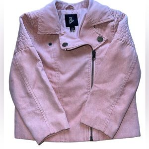 ART CLASS little girls faux pink suede moto jacket zip up size 4T